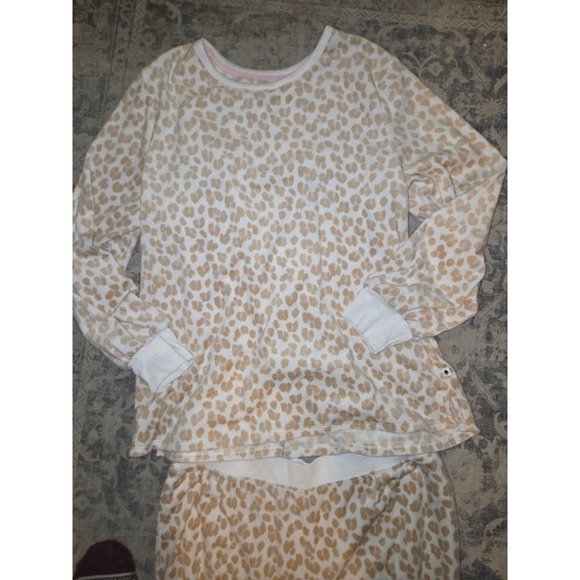 Women's Kate Spade Leopard Print Pajamas Set L Beige & White - Picture 3 of 10